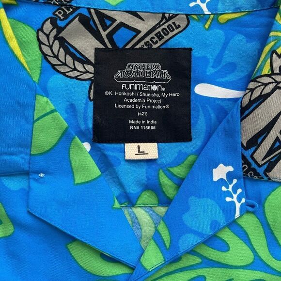 Nwt my hero, academia, button-down Hawaiian blue short sleeve - Picture 4 of 5